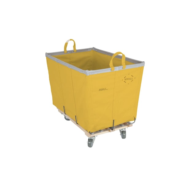 Steele Canvas Basket 8 BU Permanent Truck Yellow Vinyl w/Grey Vinyl - 3in Casters Diamond Mount 948VYLWVGRYW3 - main